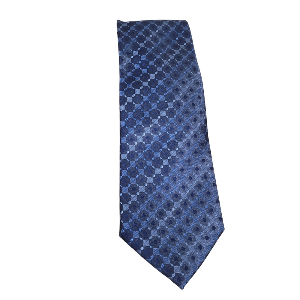Van Heusen Mens Navy Blue Geometric Pattern Polyester Classic Necktie